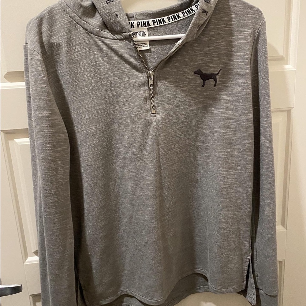 Heathered grey PINK VS half zip jacket